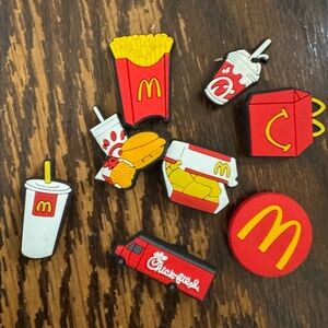 McDonald's ,Chick-fil-A Shoe Charms compatible with Crocs-style shoes.